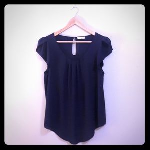 Kanji Sheer Navy Blue Blouse